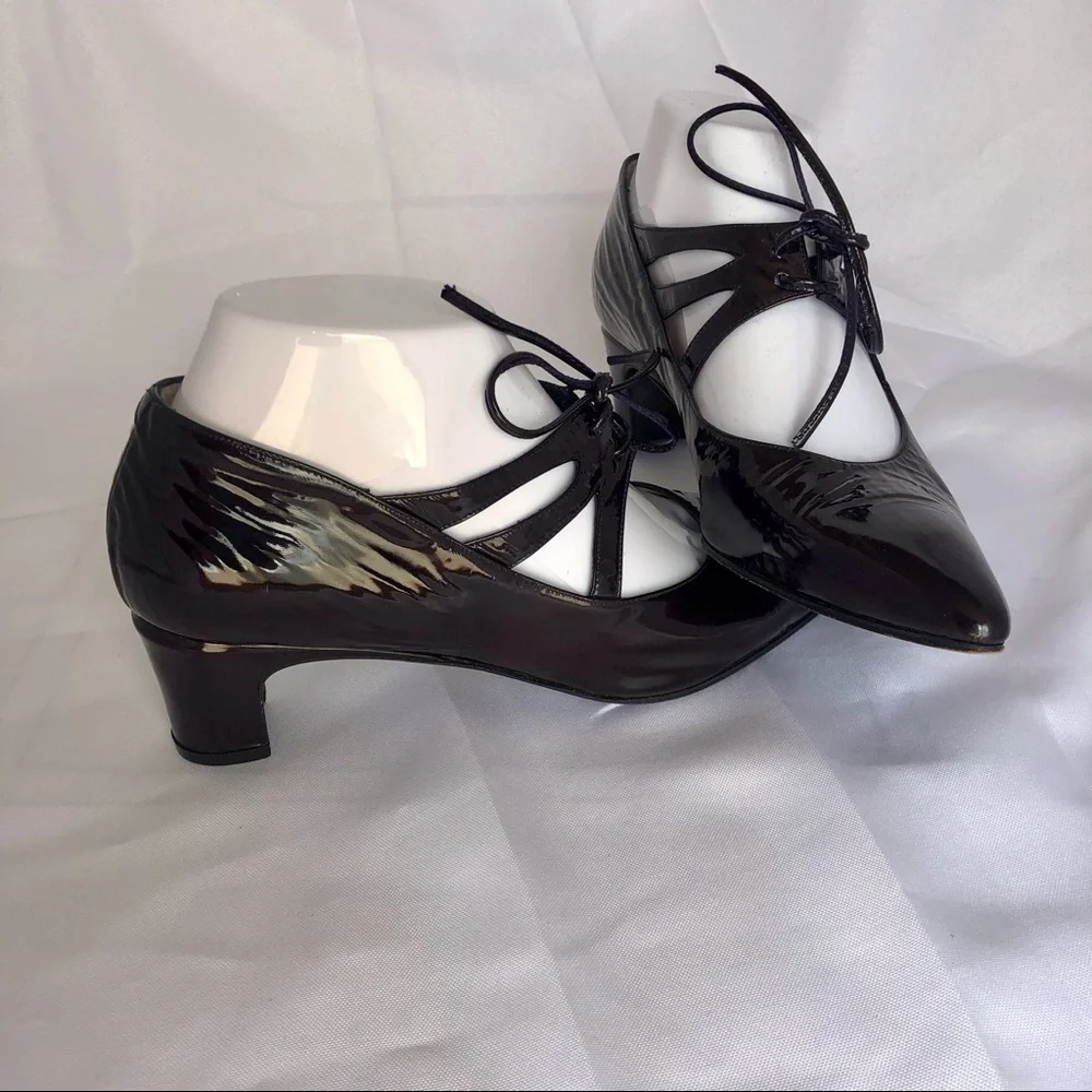Ombeline black cherry patent leather Cuban heels - Picture 7 of 13